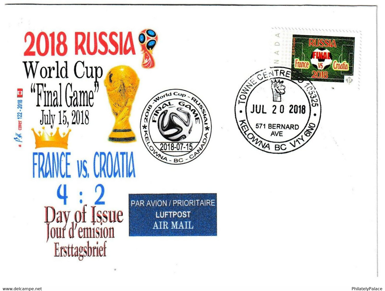 RUSSIA 2018 FIFA Soccer World Cup - CDN Pic Postage Stamp Canada Cover (**) - 2018 – Russie