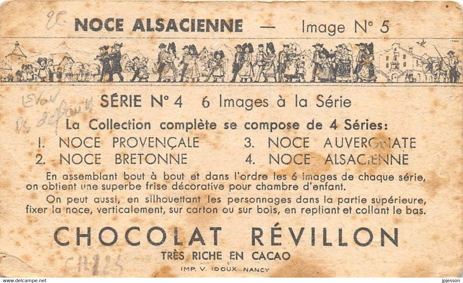 CHROMO  CHOCOLAT REVILLON - NOCE ALSACIENNE N°5 - Revillon