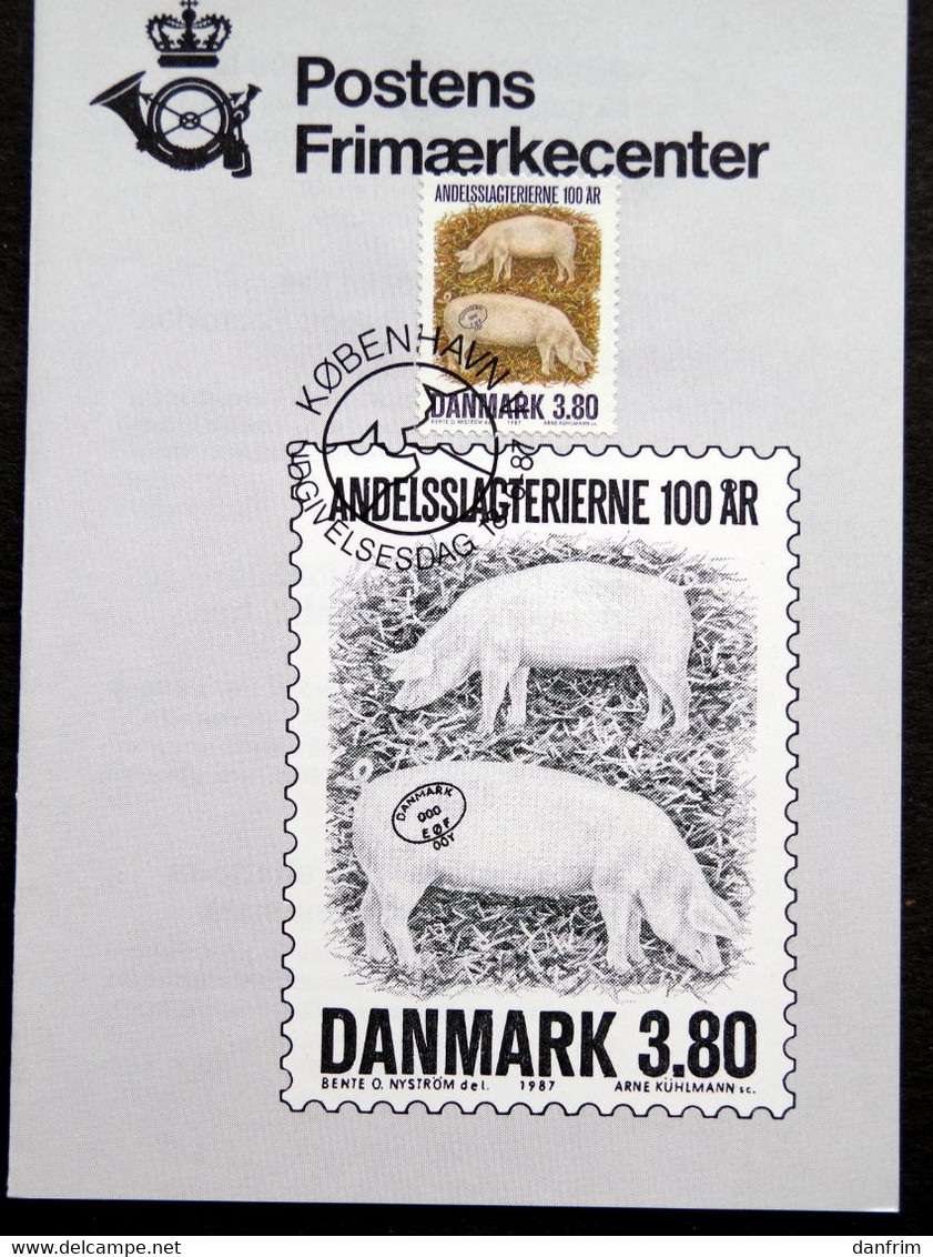 Denmark 1987 The Centenary Of The Co-operative Bacon Factories In Denmark  PIGS Minr. 898 FDC  ( Lot Ks ) - FDC