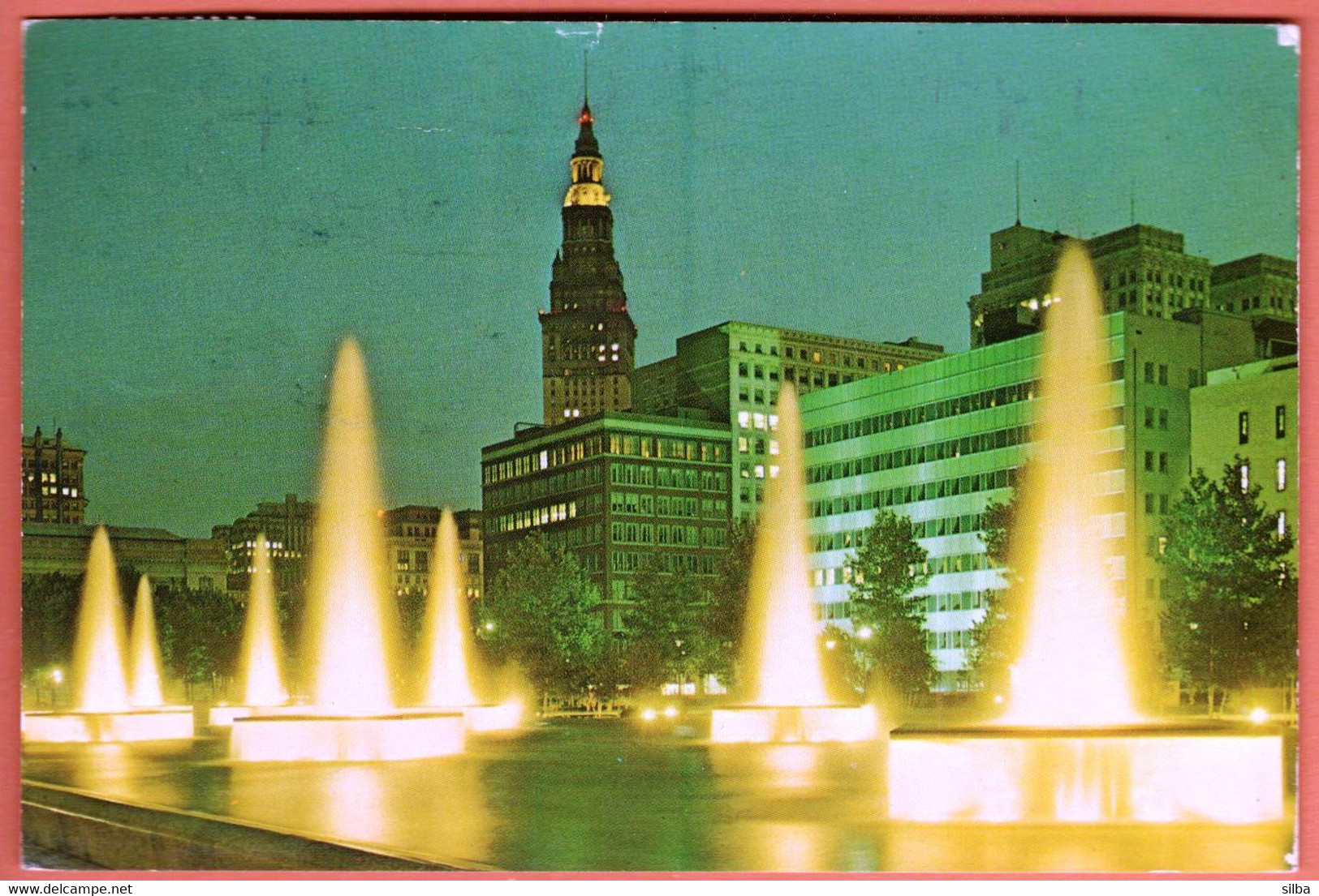 United States Cleveland, Ohio 1975 / Fountains On The Mall, Convention Center, Terminal Tower - Cleveland