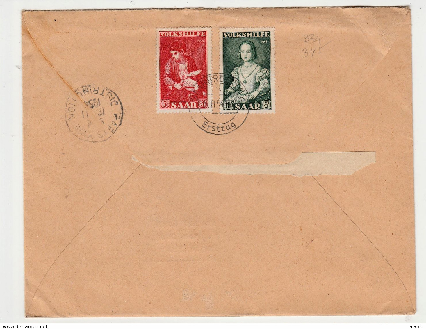 SARRE Sur LR  SARREBRUCKEN  Pour PARIS 18e   1954 N°334/36(X2)Voir Descriptif) - Covers & Documents