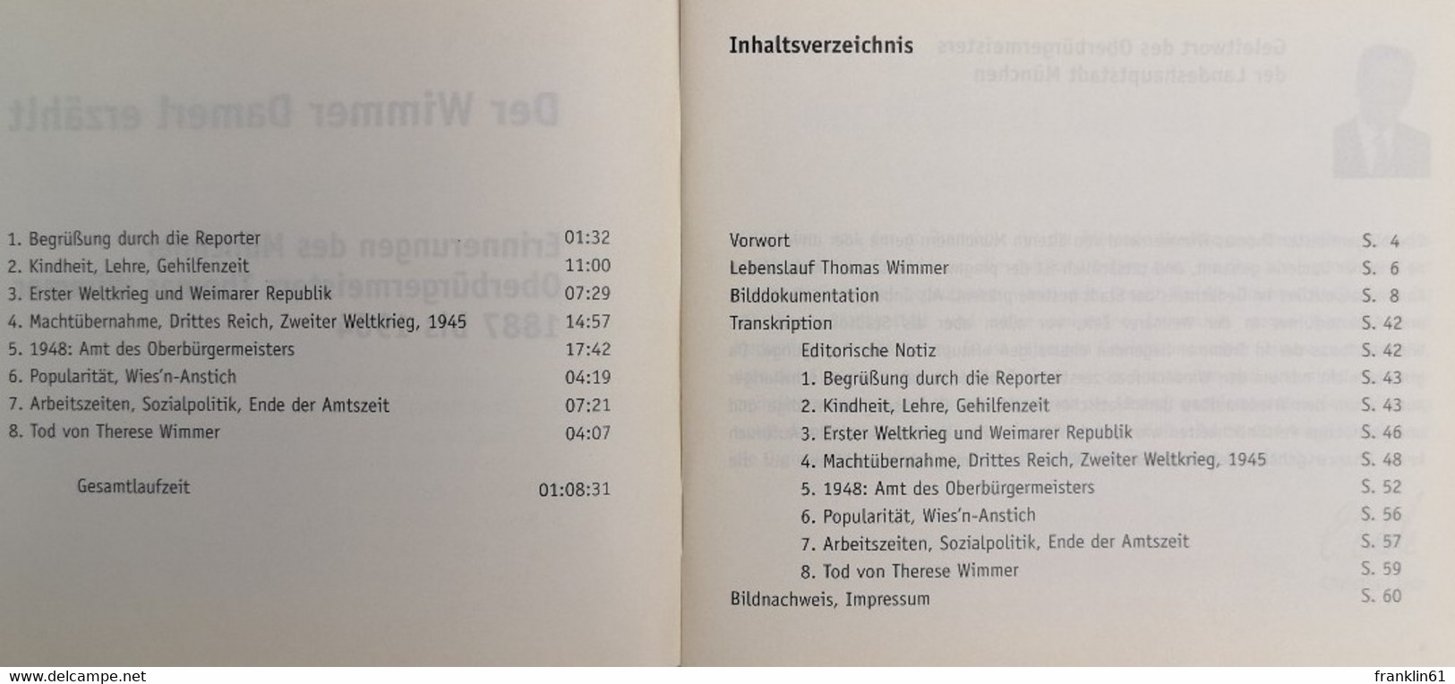 Der Wimmer Damerl Erzählt. Erinnerungen Des Münchener Oberbürgermeisters Thomas Wimmer 1887 Bis 1964. - 4. Neuzeit (1789-1914)