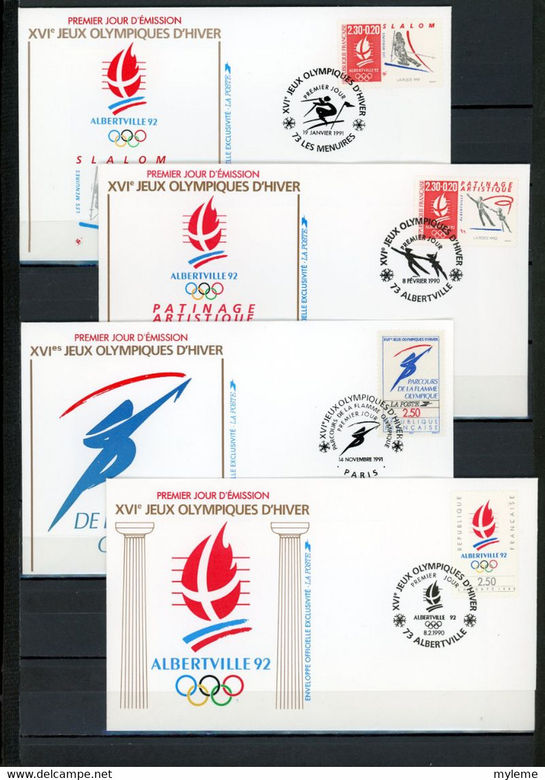 Z7-12 France 12 FDC Jeux Olympiques 1992 Albertville + Logo + Flamme    A Saisir !! - Inverno1992: Albertville