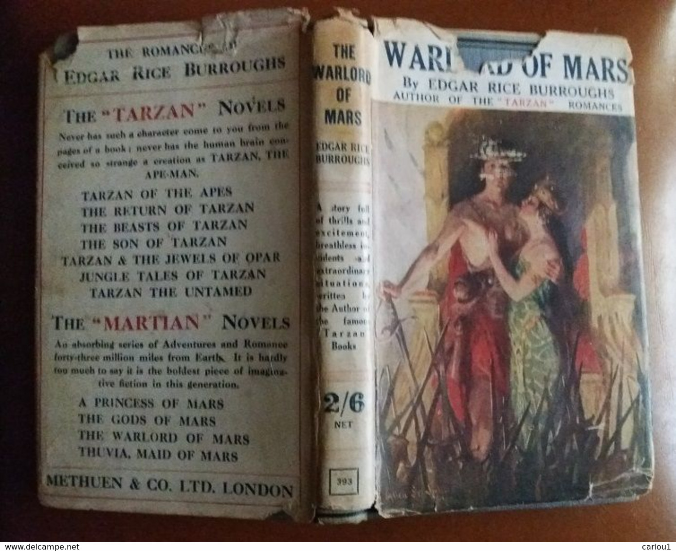 C1 Edgar Rice Burroughs THE WARLORD OF MARS Methuen 1921 JAQUETTE Dust Jacket PORT INCLUS France - Sciencefiction