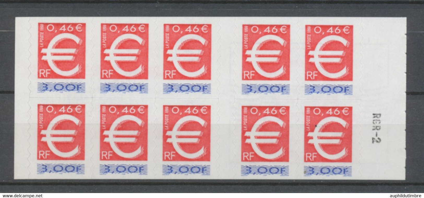 Carnet Timbre "EURO" N°3215-C1 B 3fr 0.46€ Colle Inversée H2621 - Sin Clasificación