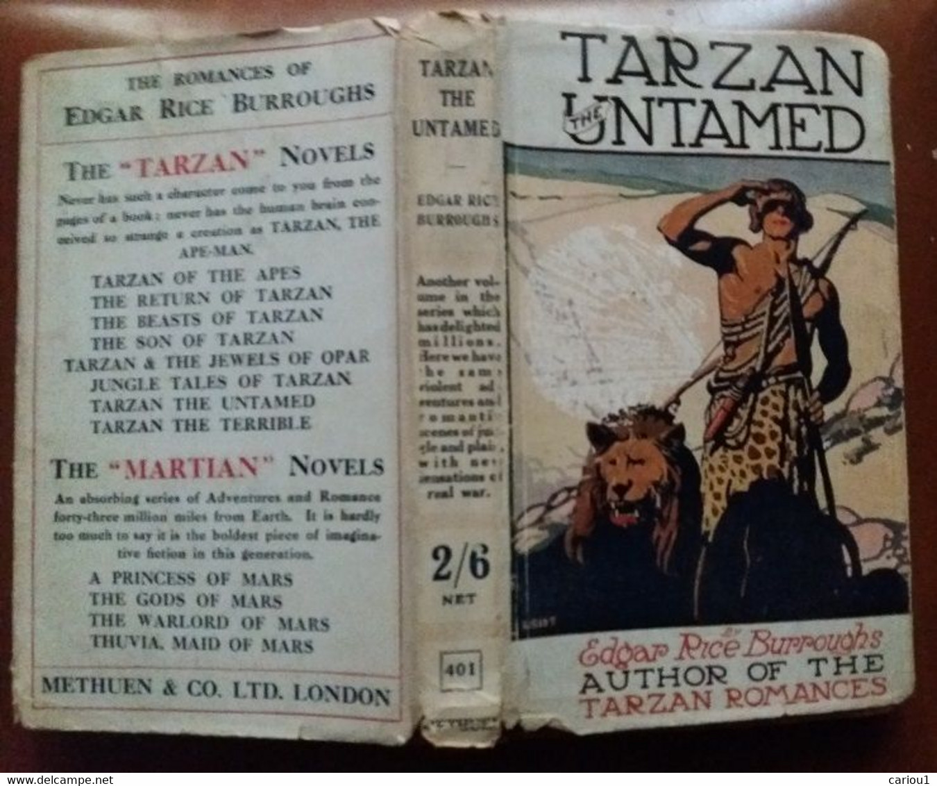 C1 Edgar Rice Burroughs TARZAN The UNTAMED Methuen 1921 JAQUETTE Dust Jacket PORT INCLUS France - Libri Ante 1950