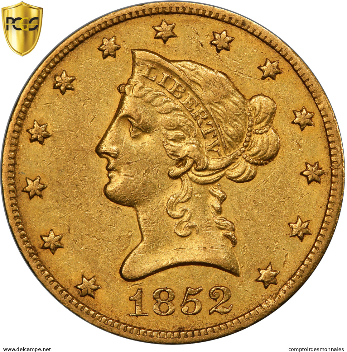 États-Unis, 10 Dollars, Coronet Head, 1852, New Orleans, Or, PCGS, AU50 - 10$ - Eagles - 1866-1907: Coronet Head (Tête Couronnée)