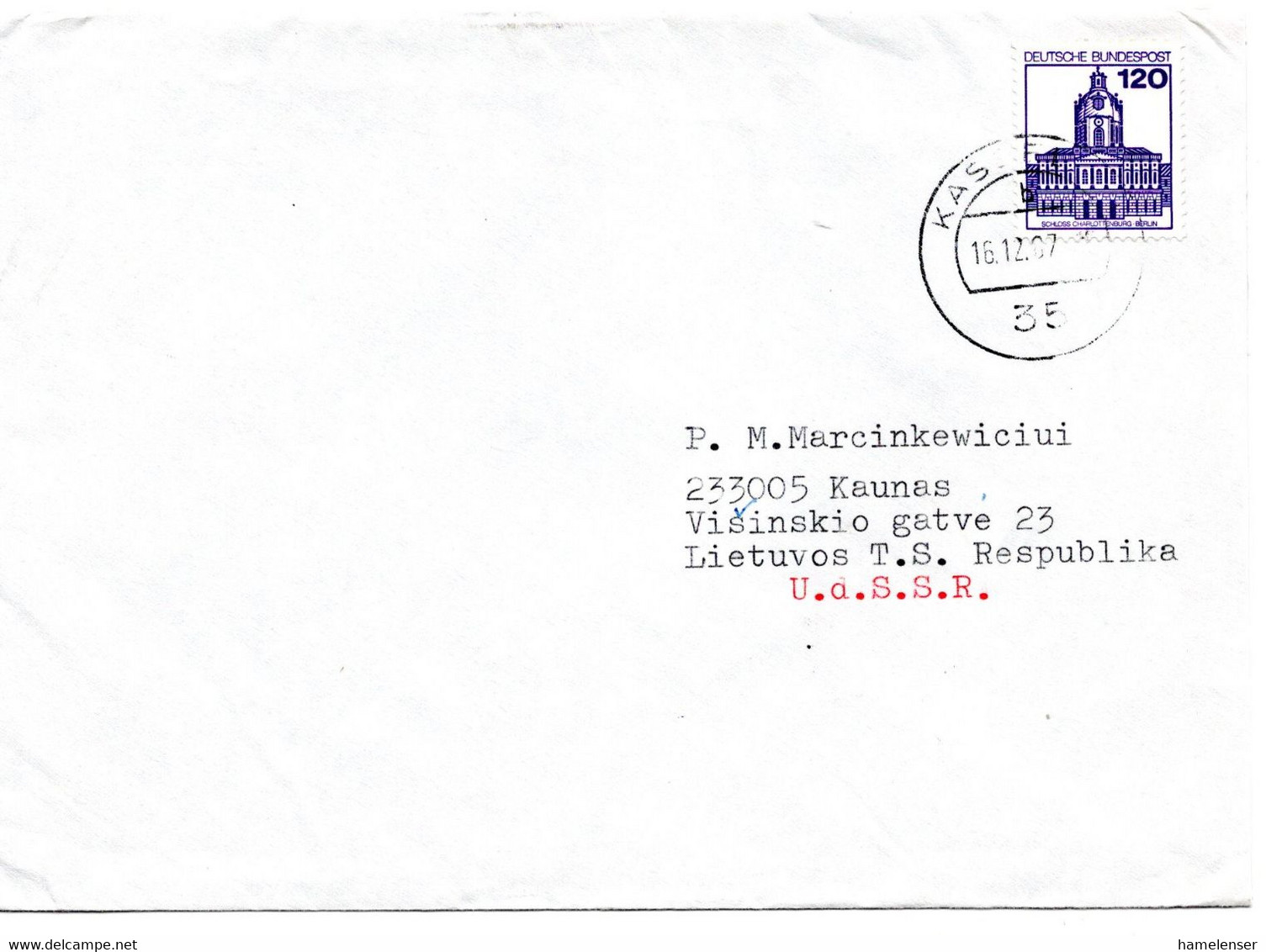 62236 - Bund - 1987 - 120Pfg B&S EF A Bf KASSEL -> UdSSR - Briefe U. Dokumente