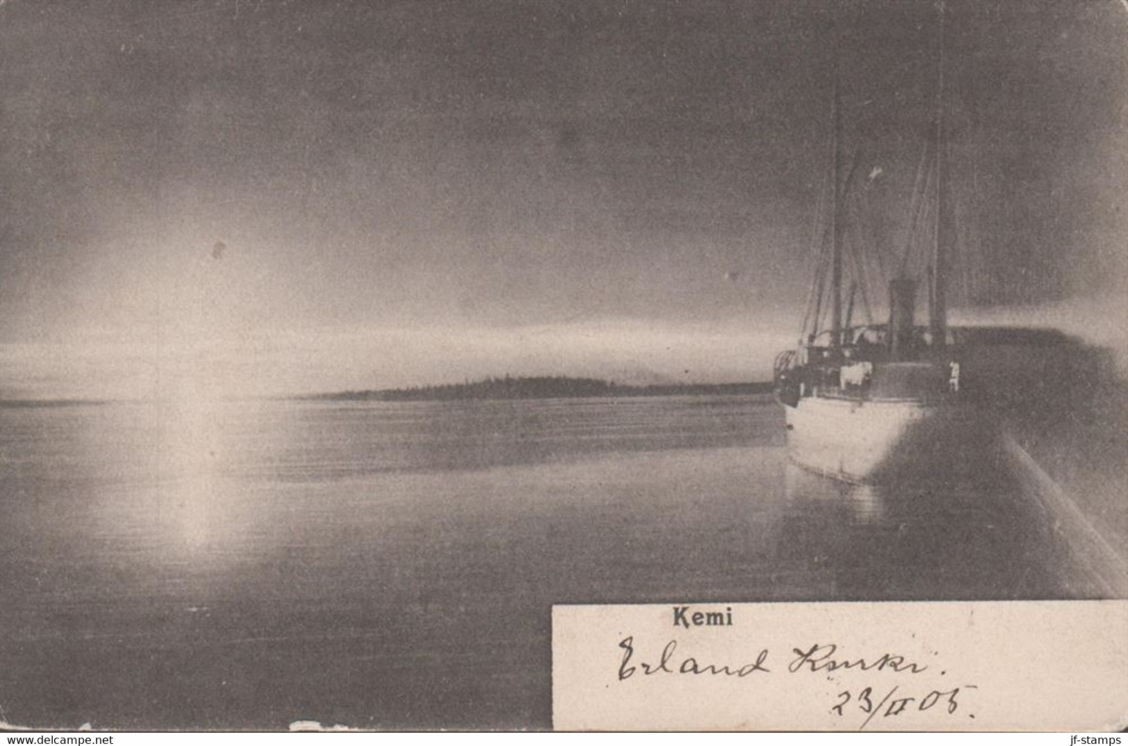 1905. FINLAND. RUSSIAN 2 KOP On Postcard Motive: Kemi - Ship Cancelled WIBORG 23.II.05 As Printed Matter T... - JF435564 - Finland