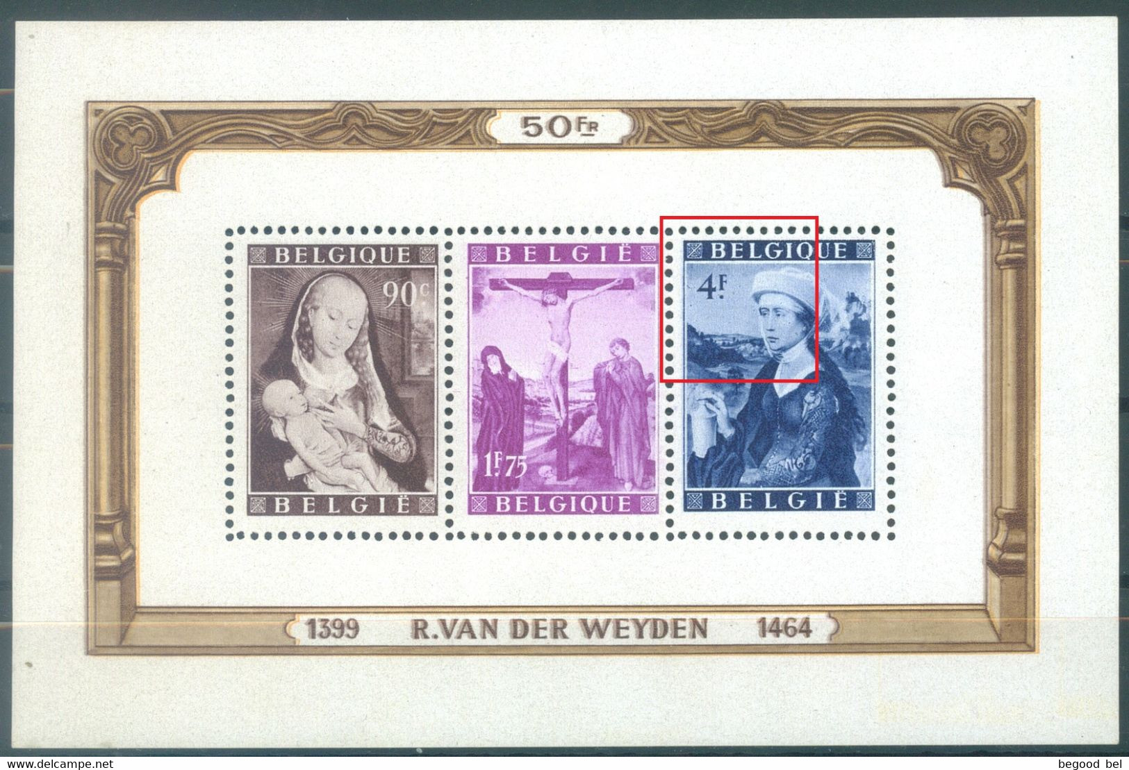 BELGIUM - 1949 - MNH/**- VISAGE BOUTONNEUX GRIFFE SUR JOUE GRIFFE AVANT LE 4 - COB BL28 LV4 797 LV2 - Lot 25508 - Andere & Zonder Classificatie