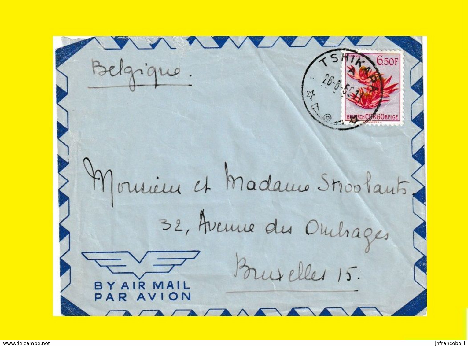 1955 TSHIKAPA  BELGIAN CONGO / CONGO BELGE =  LETTER WITH COB 317 STAMP MAILED TO BELGIUM = BRUSSELS - Plaatfouten En Curiosa