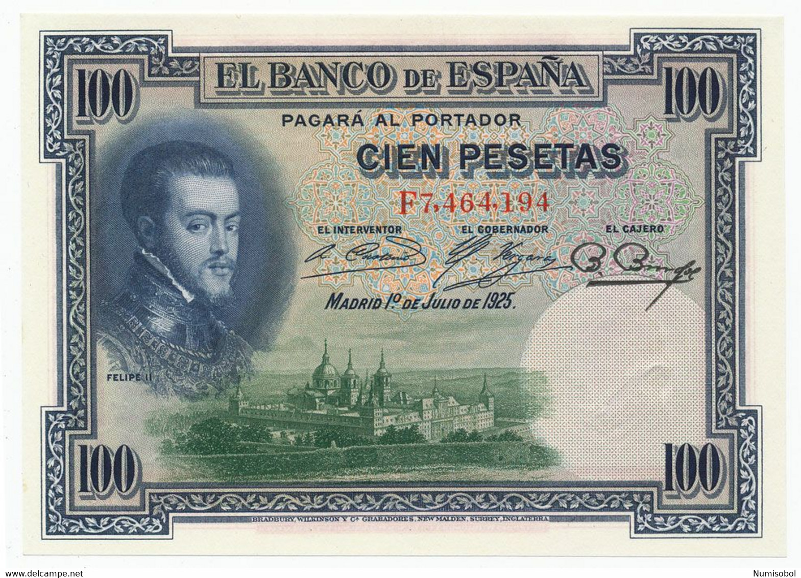 SPAIN, ESPAÑA - 100 Pesetas 1.7. 1925. P69c, UNC. (S001) - 100 Pesetas