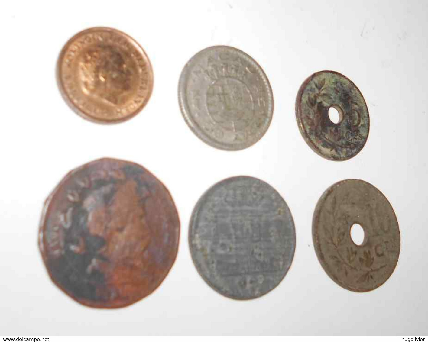 Lot De 6 Monnaies 3 Belges 1F 1942 5 Et 10 Centimes (1920 1927) + 1 Cent Juliana 1950 (NL) 50 Avos Macao Crayon Mangin - Verzamelingen
