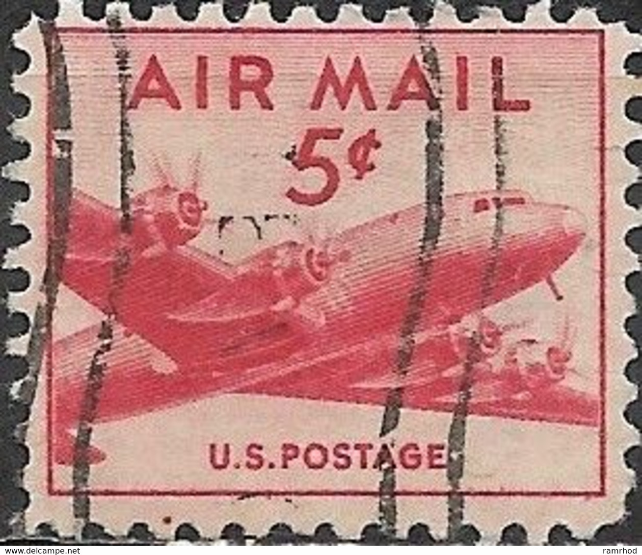 USA 1947 Air. Douglas DC-4 - 5c Red FU - 2a. 1941-1960 Used