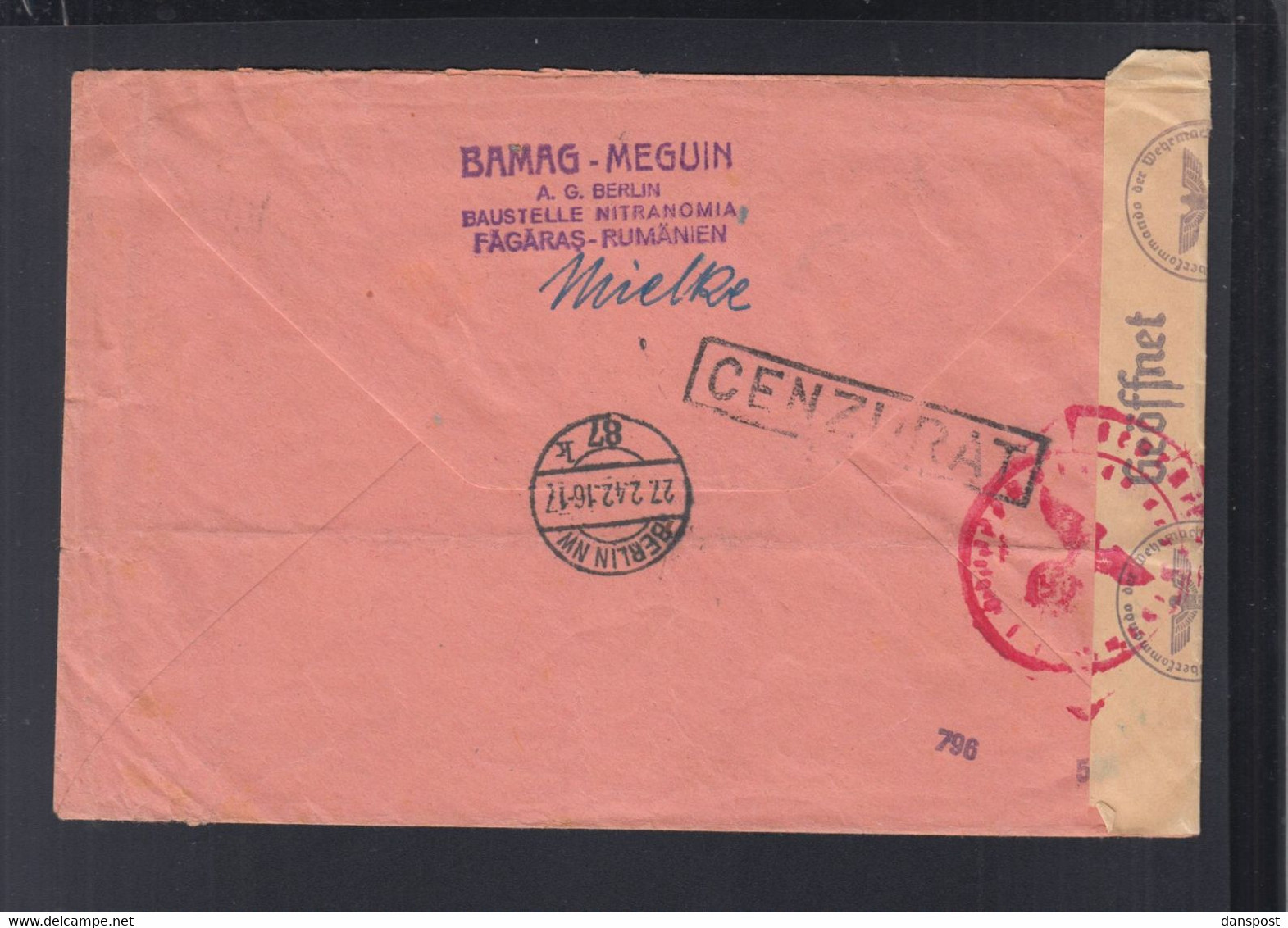 Rumänien Romania Flugpost R-Brief 1942 Fagaras Nach Berlin - 2. Weltkrieg (Briefe)