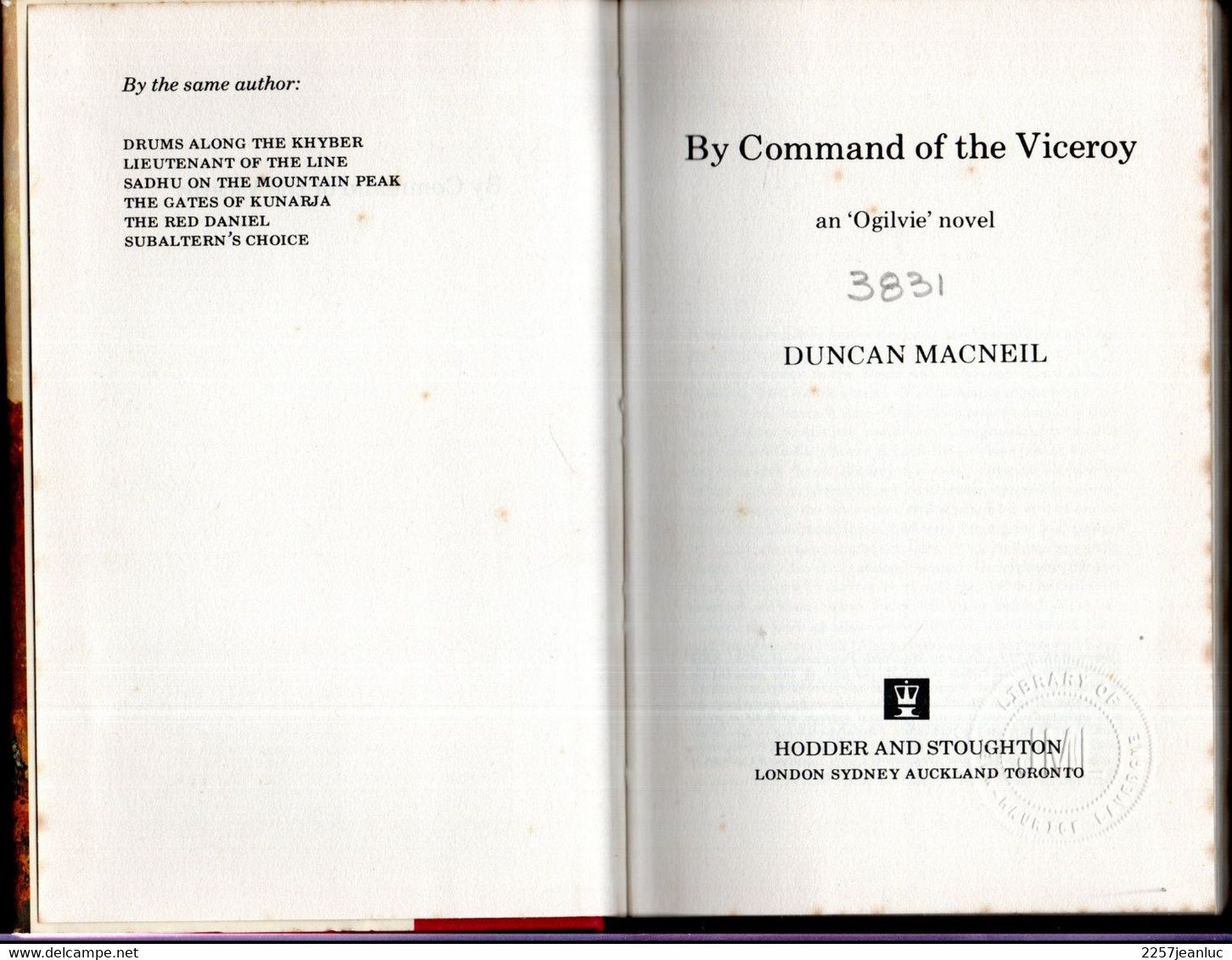 By Command Of The Viceroy * An Ogilvie ' Novel *  Duncan Macneil  .*  Edition 1975 - Autres & Non Classés