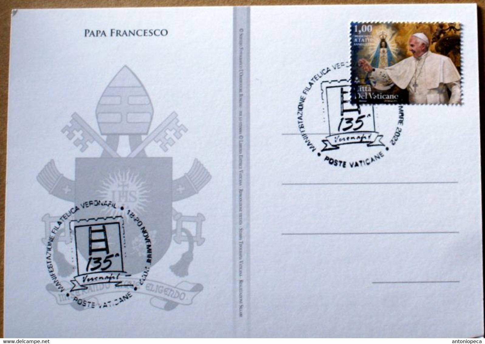 VATICAN 2022 MAXICARD VERONAFIL 2022 EXIBITION - Lettres & Documents