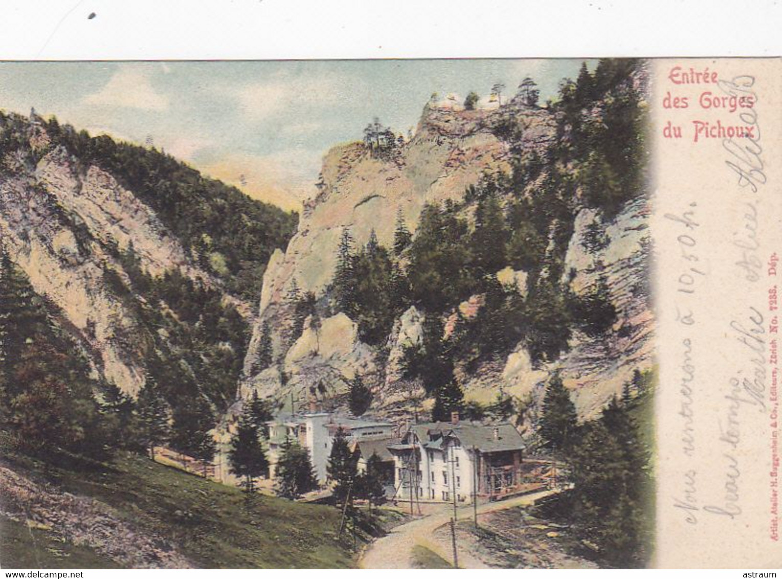 Cpa-sui- UNDERVELIER BASSECOURT -- ENTREE DES GORGES DU PICHOUX , HOTEL DE LA COURONNE - - Undervelier