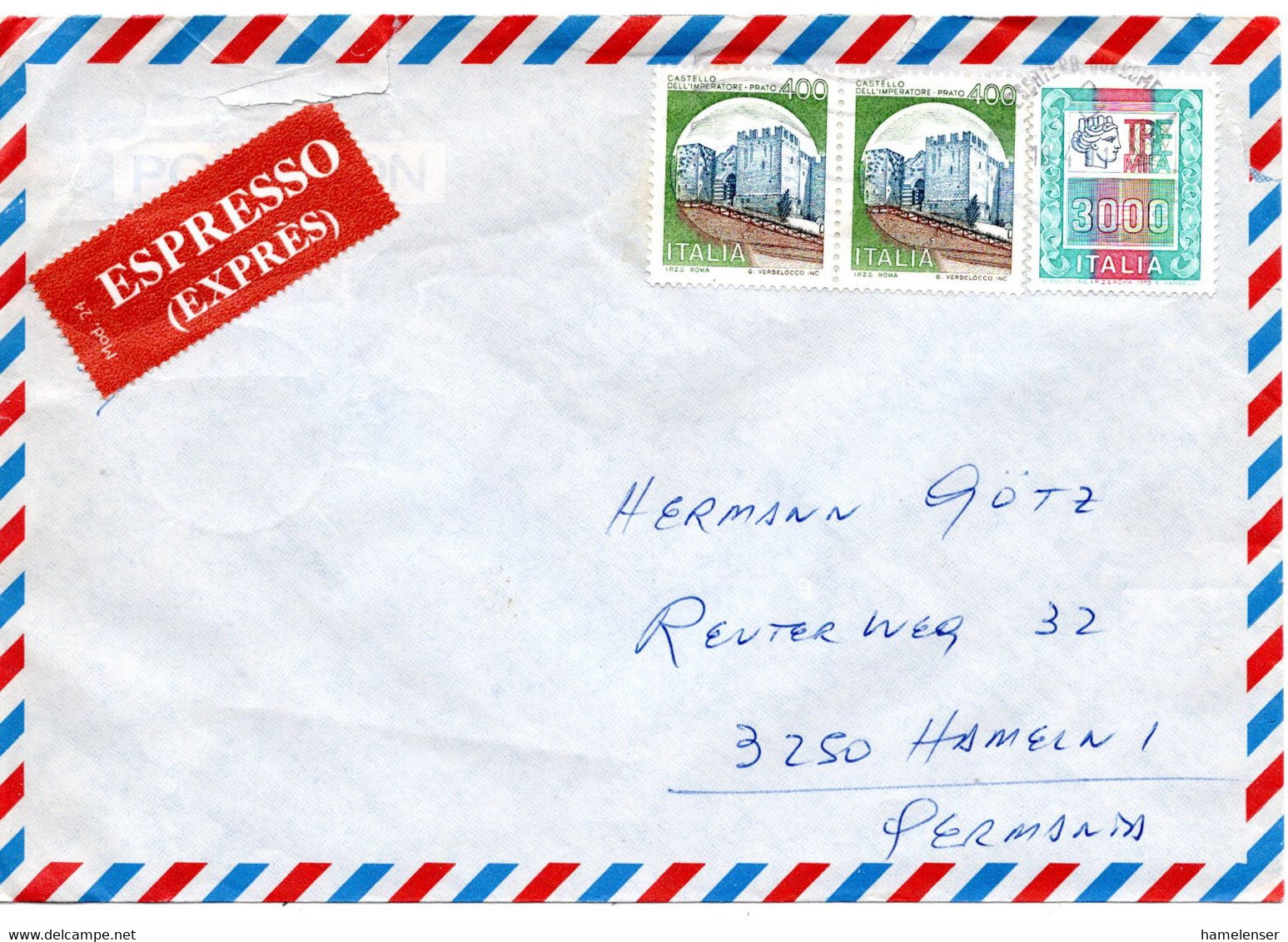 62419 - Italien - 1991 - 3000Lire MiF A LpEilBf MILANO -> HAMELN (Westdeutschland) - 1991-00: Poststempel