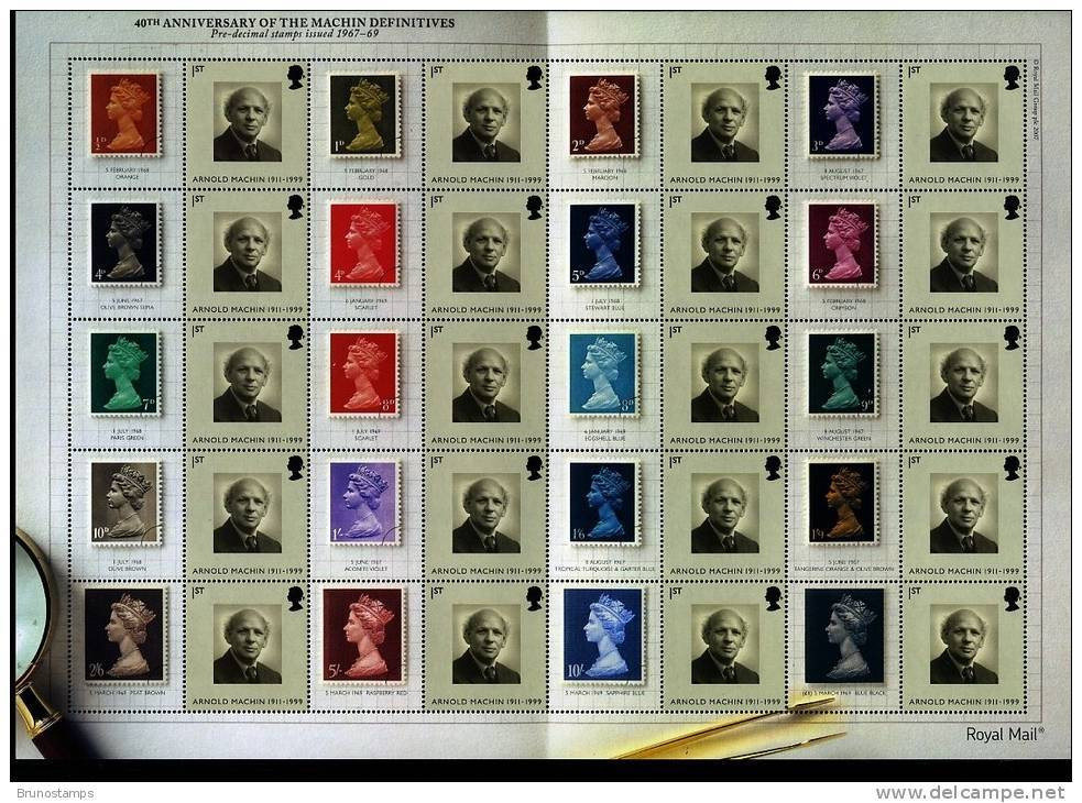 GREAT BRITAIN - 2007  40th ANNIVERSARY OF MACHIN GENERIC SMILERS SHEET   PERFECT CONDITION - Sheets, Plate Blocks & Multiples