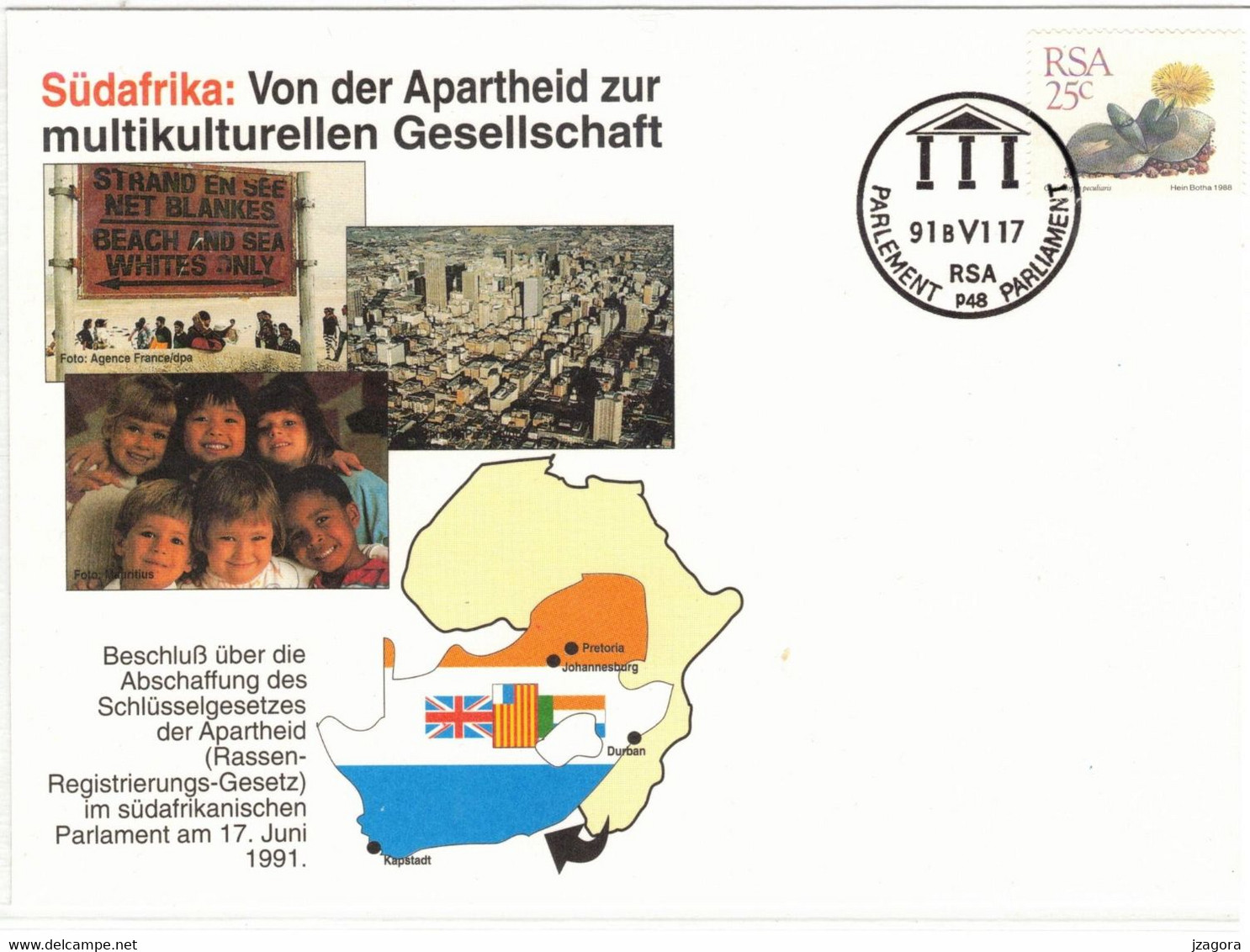 POLITICS POLITIK POLITIQUE ABOLITION OD APARTHEID COMMEMORATIVE COVER 1991 - Lettres & Documents