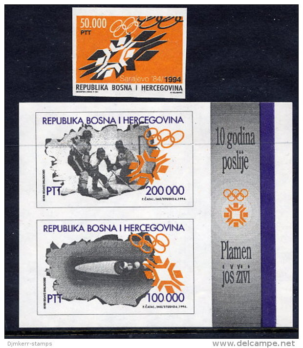 BOSNIA & HERCEGOVINA (Sarajevo) 1994 Winter Olympics Stamp And Block MNH / **.  Michel 8, Block 1 - Bosnie-Herzegovine