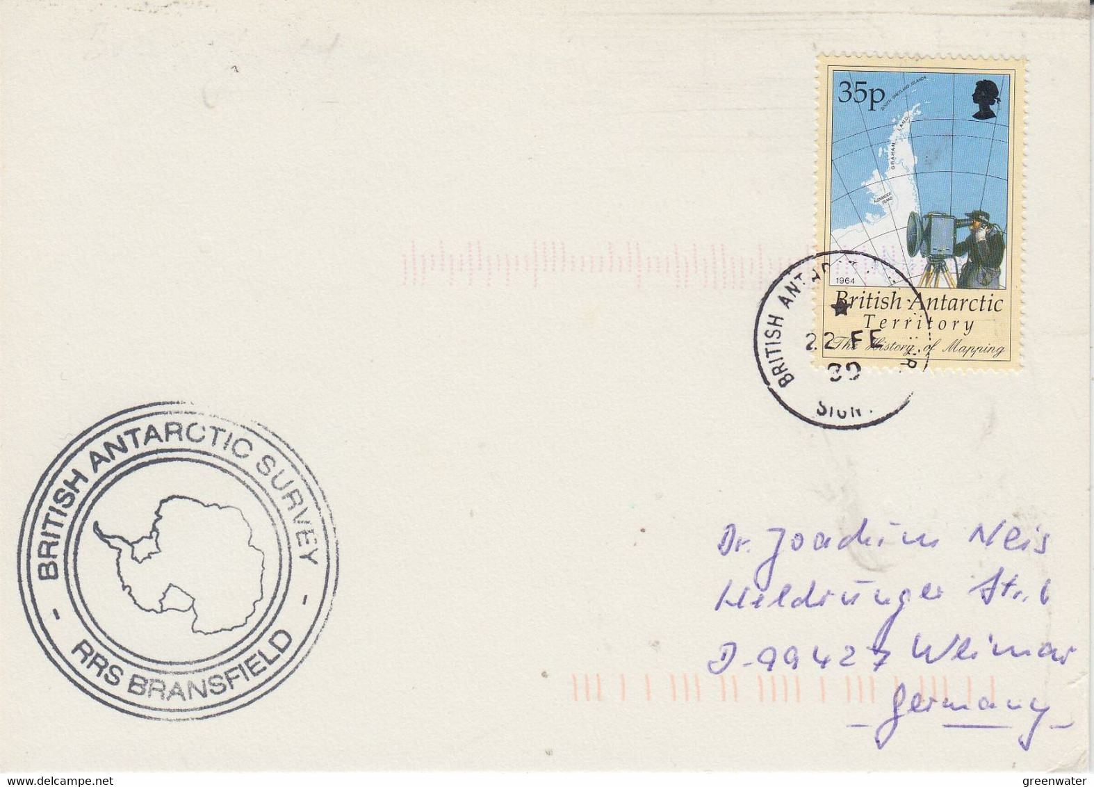 British Antarctic Territory (BAT) Card Ca RRS Bransfield Ca Signy 22 FE 1990 (AT211) - Storia Postale