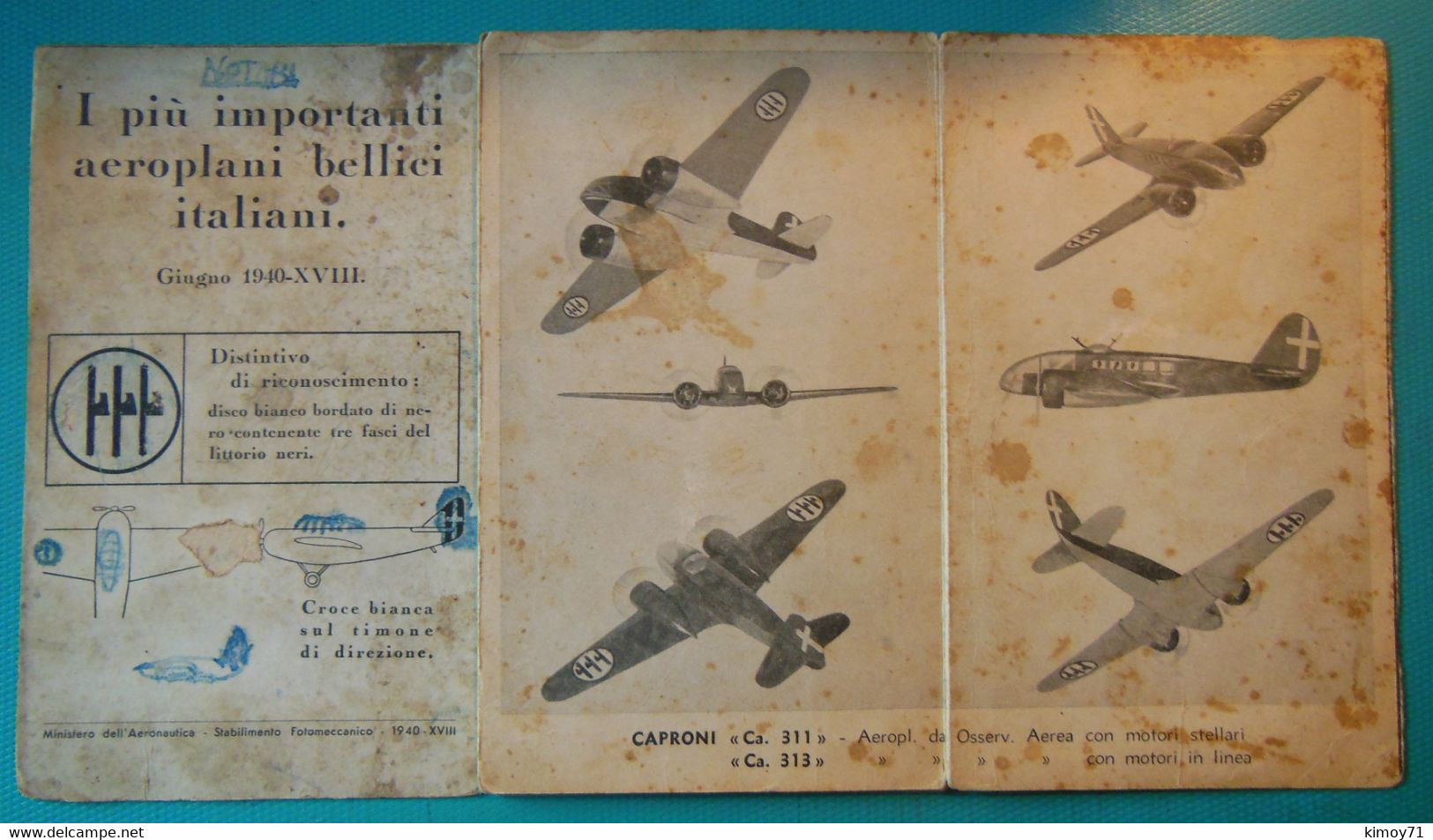 I Più Importanti Aeroplani Bellici Italiani - Giugno 1940-XVIII (Libricino A Fisarmonica). - Guerre 1939-45