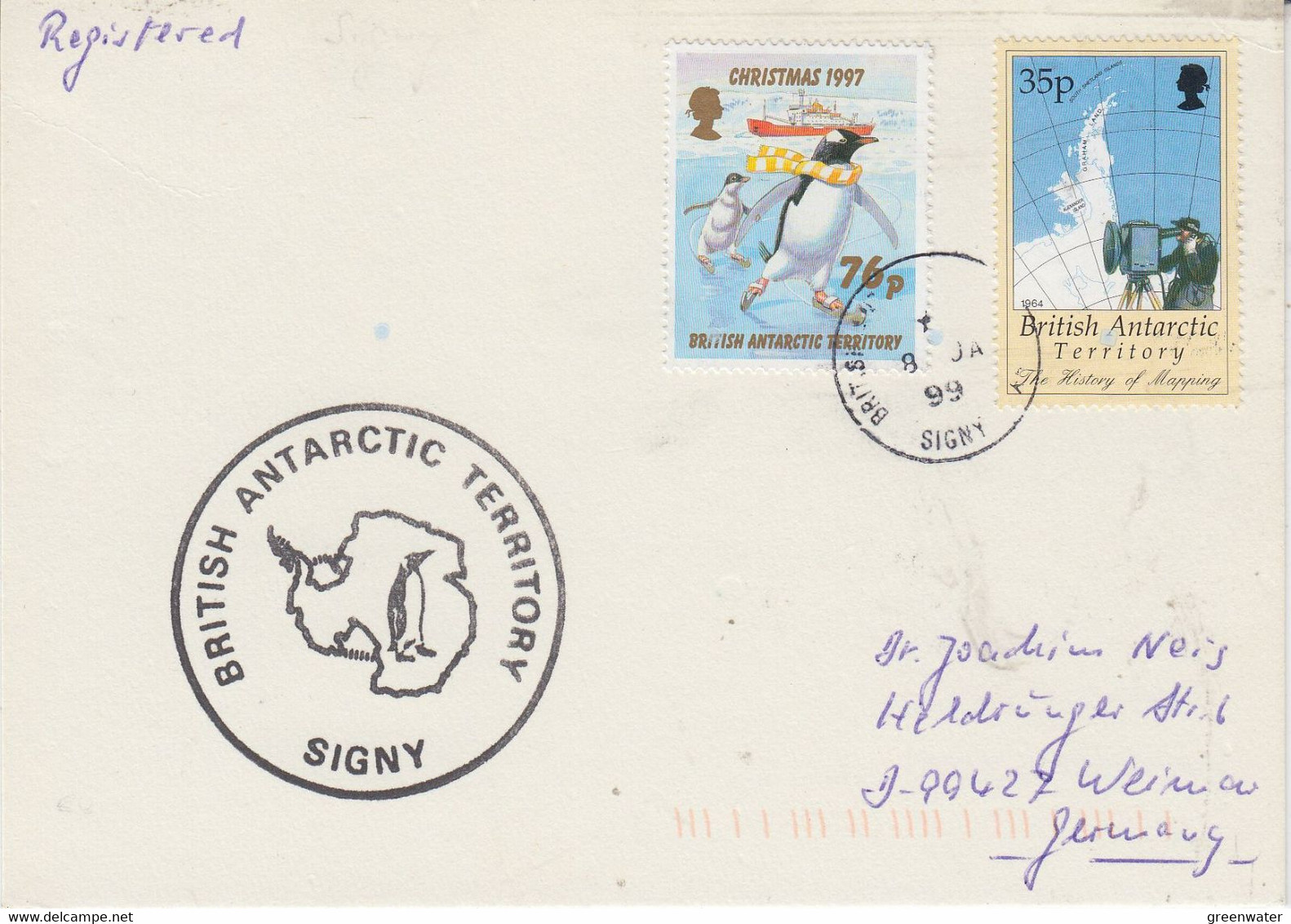 British Antarctic Territory (BAT) Card  Ca Signy 8 JA 1999 (AT212) - Briefe U. Dokumente
