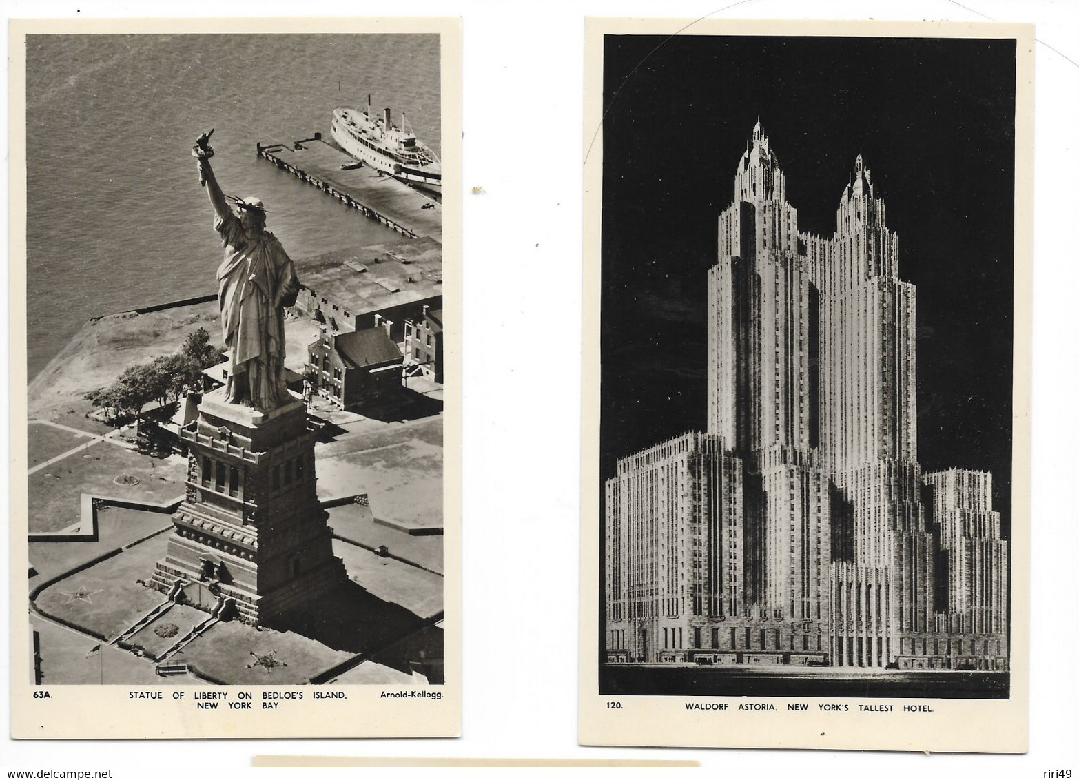 Cpsm Etats-Unis New-York, Lot>deux Cartes WALDORF ASTORIA  TALLEST HOTEL Et Statue Of Liberty Dos Vierges, Belles Cartes - Colecciones & Lotes