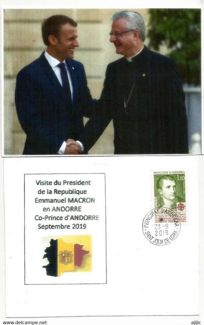 Rencontre Des 2 Co-Princes D'Andorre: L'Évêque D'Urgell Joan Enric Vives & E.Macron,Septembre 2019,Andorre - Covers & Documents