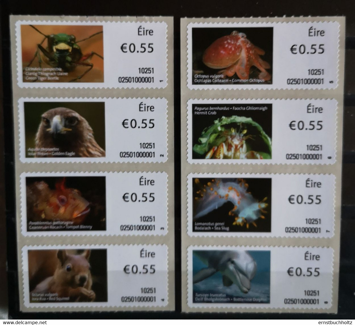 Irland Ireland 2010 ATM Stamps Automat Labels Animals 8v - Affrancature Meccaniche/Frama