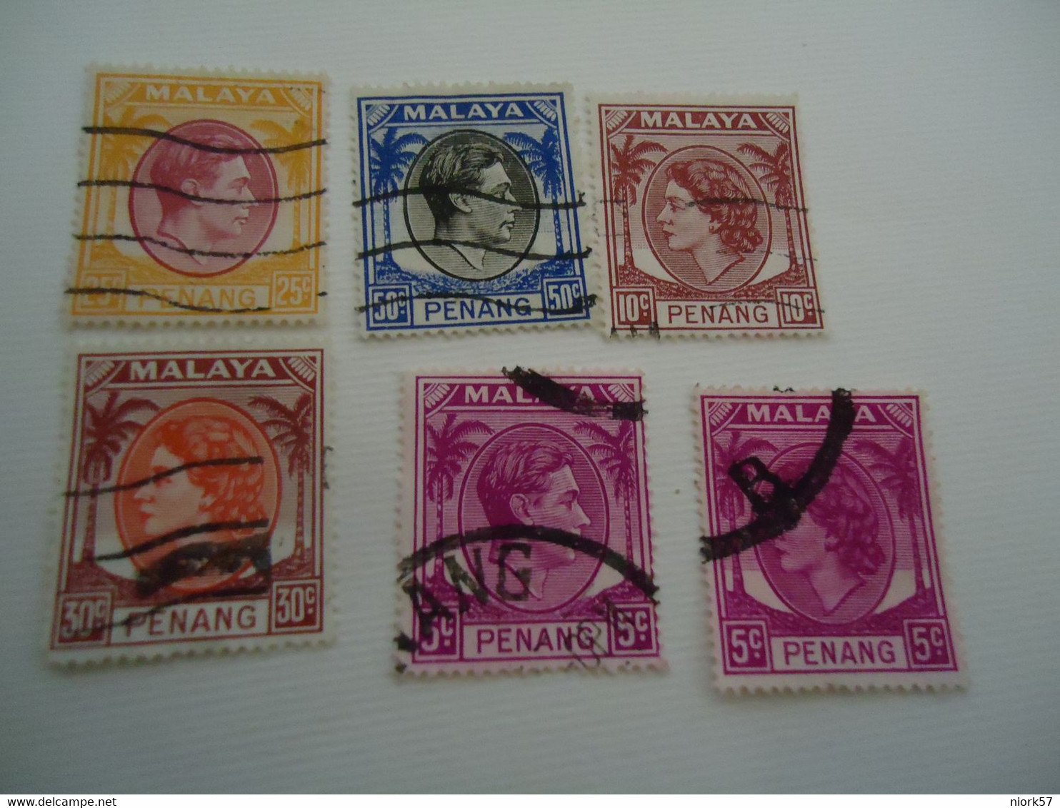 PENANG MALAYA   USED  STAMPS  6  KINGS  QUEEN - Penang