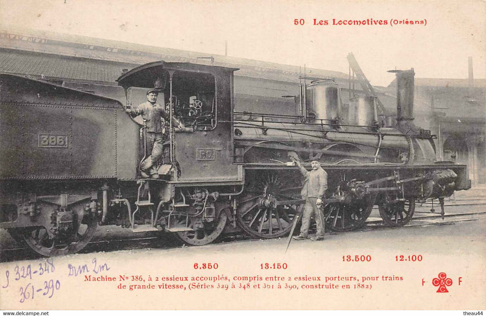 ¤¤  -  Chemin De Fer  -  Les Locomotives  -  Machine N° 386 Du PO  -  Cheminots      -   ¤¤ - Trains