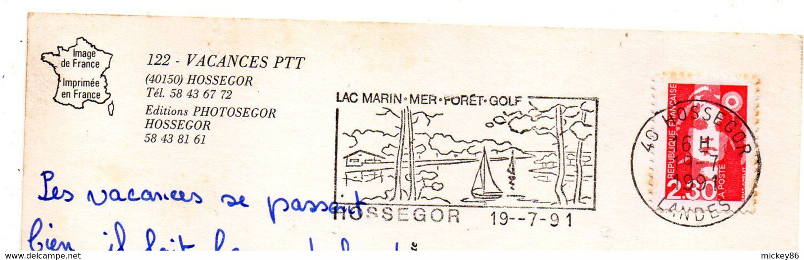 HOSSEGOR --1991-- Vacances PTT - Hossegor ( Vélo)...cachet  "Lac Marin-Forêt -Golf " - Hossegor