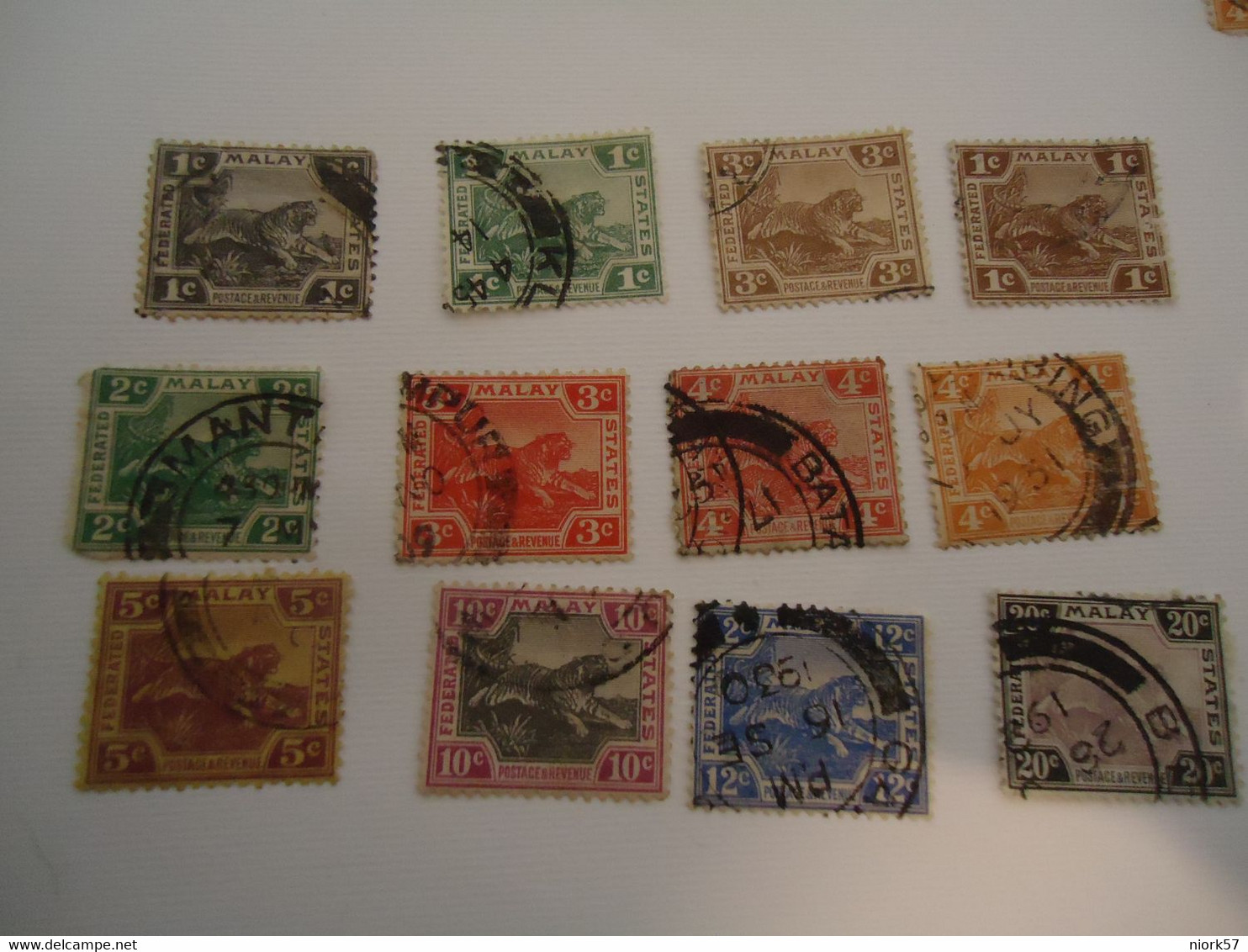 MALAY  MALAYSIA   USED STAMPS 12  TIGER  WITH POSTMARK - Federation Of Malaya