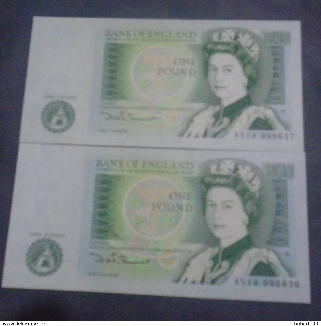 GREAT BRITAIN , P 377b , 1 Pound , ND 1984,  UNC , Neuf,  2 Consecutive - 10 Shillings