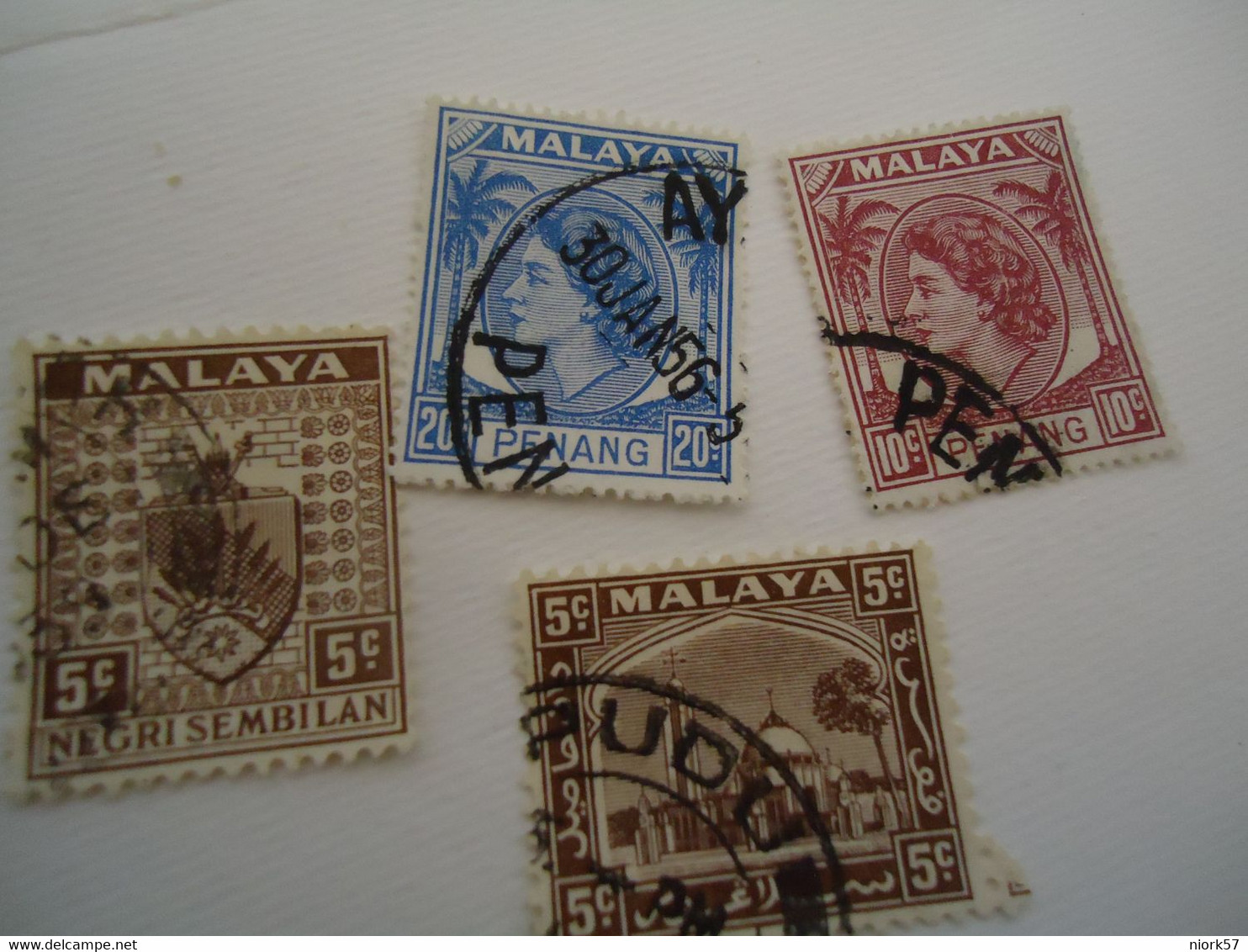 PENANG  USED  STAMPS 4  QUEEN  WITH POSTMARK - Penang