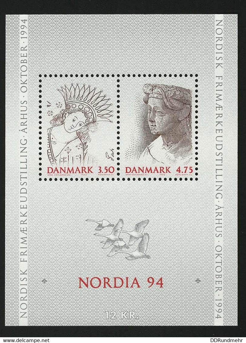 1992 Nordia 94 Michel DK BL8 Stamp Number DK 958 Yvert Et Tellier DK BF9 Stanley Gibbons DK MS976 Xx MNH - Blocs-feuillets