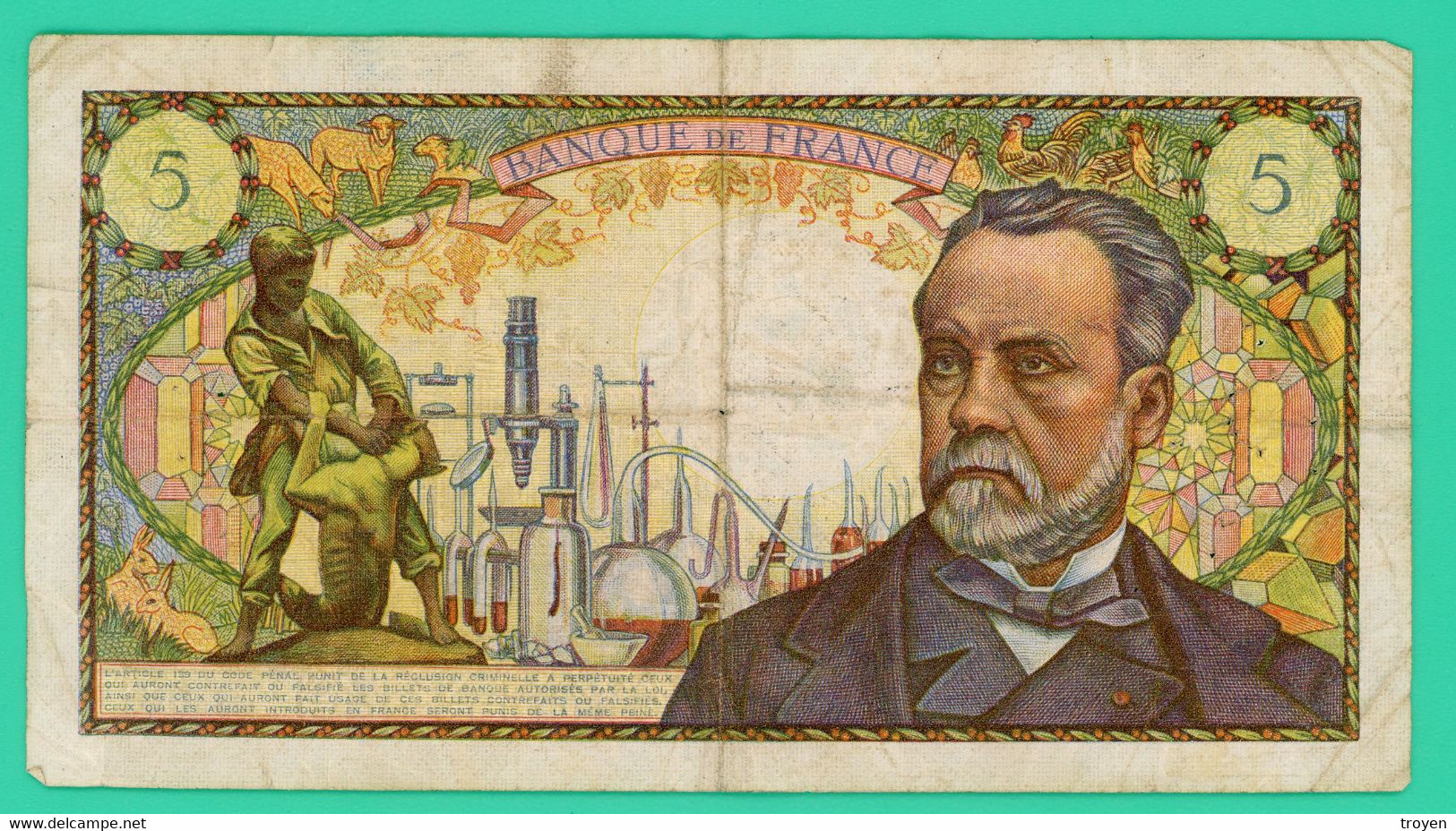 5 Francs - Pasteur - France - 7-12-67 - TB + - N° 74228 D.68 - 5 F 1966-1970 ''Pasteur''