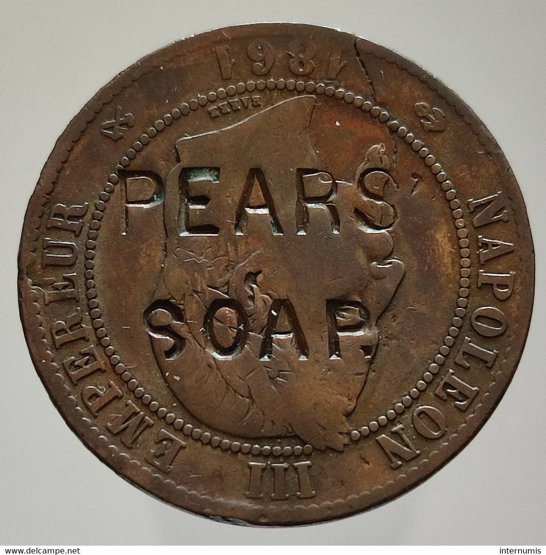 France Napoleon III "PEARS SOAP" 10 Centimes 1861-K  Cuivre (Copper) - Professionals/Firms