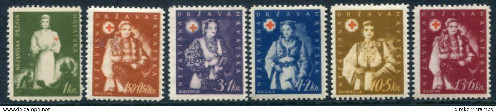 CROATIA 1942 1st Red Cross Week Including Tax Stamp MNH / **. Michel 86-90, ZZM 1 - Croatia