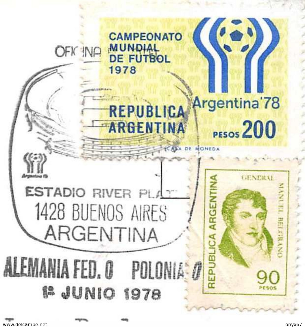 COUPE MONDE FOOTBALL ARGENTINA 1978 Timbre-Stamp-Stempel-STADE-STADIO-STADIUM-Match Allemagne-Pologne-PUB Siège DURETHAN - Soccer