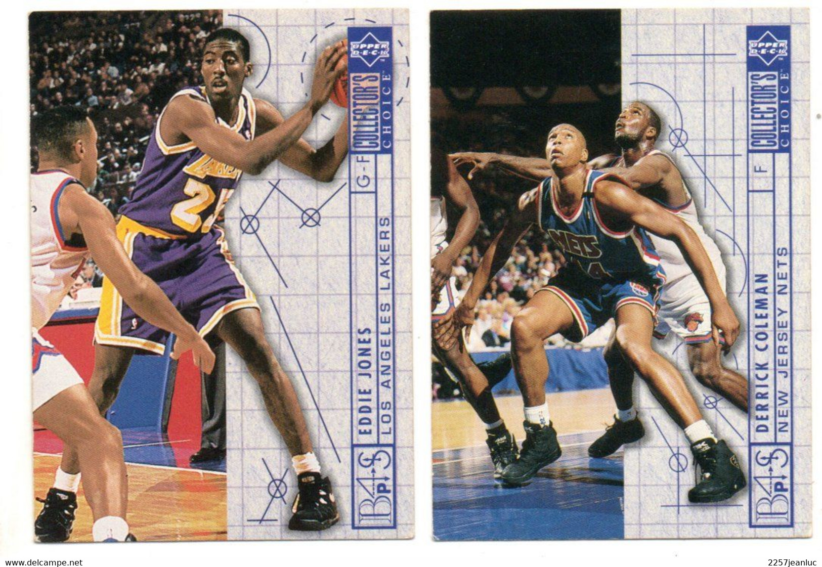 2 Cartes Pamini Club Basket Ball *  N;384 Eddie Jones  Los Ange& 388 Derrick Colemen  New Jersey Nets USA - Basket-ball