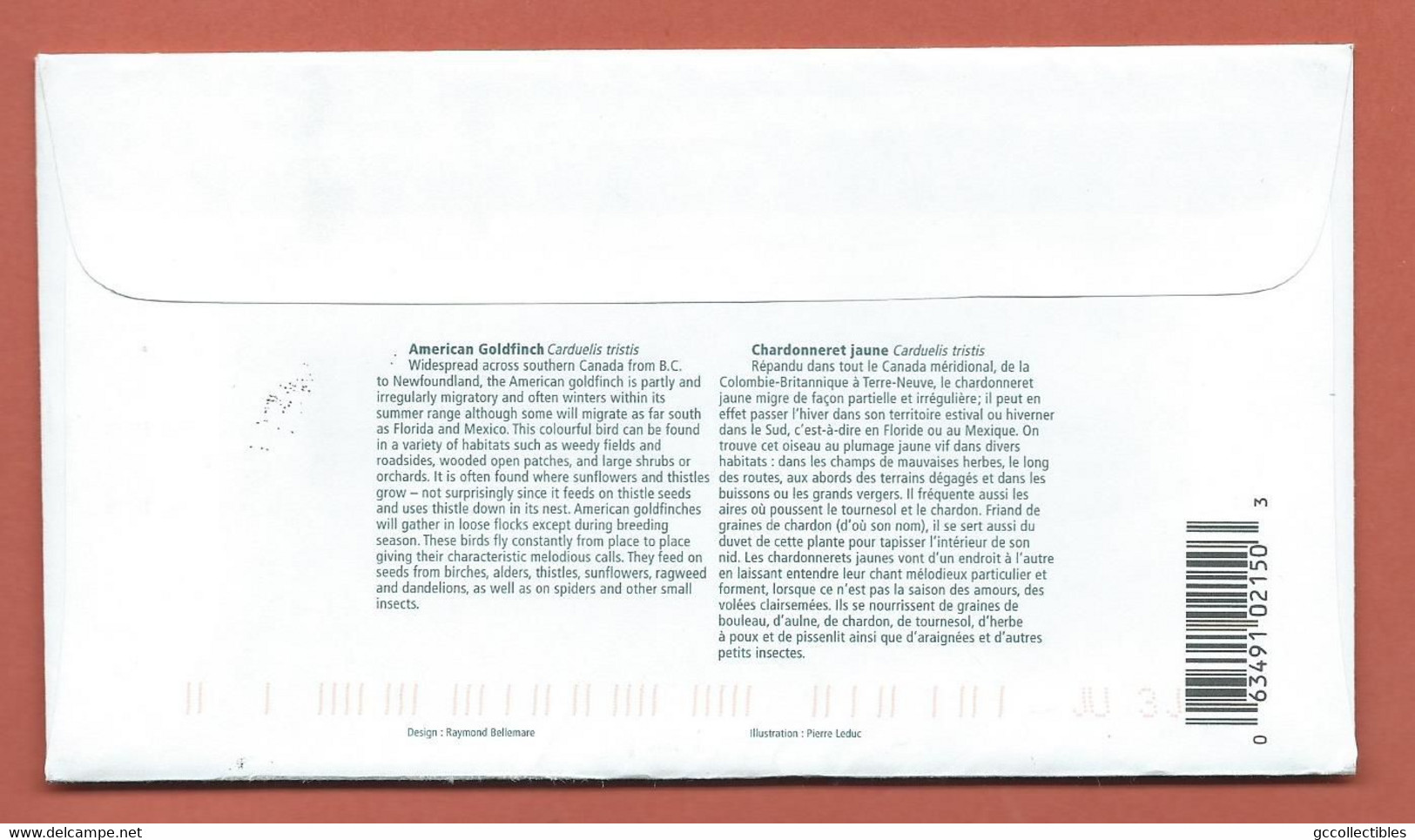 Canada #U168 Postal Stationery-American Goldfinch-Special Cancel Montpellier, Qc - Commemorativi