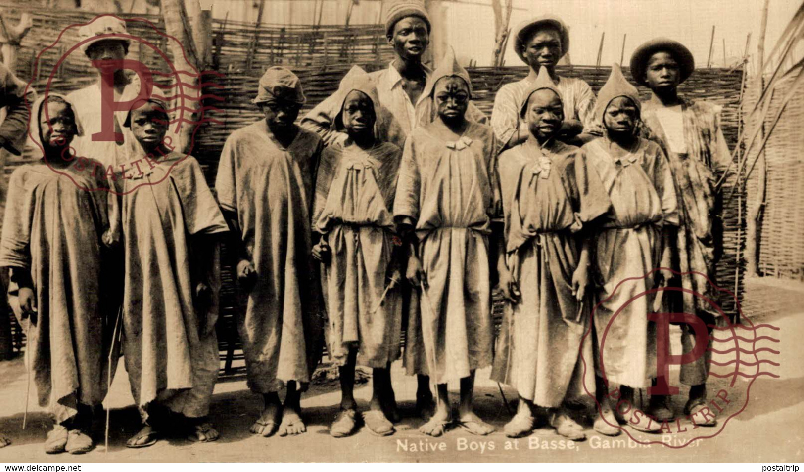 AFRICA. GAMBIA. NATIVE BOYS AT BASSE, GAMBIA RIVER. RPPC. - Gambie