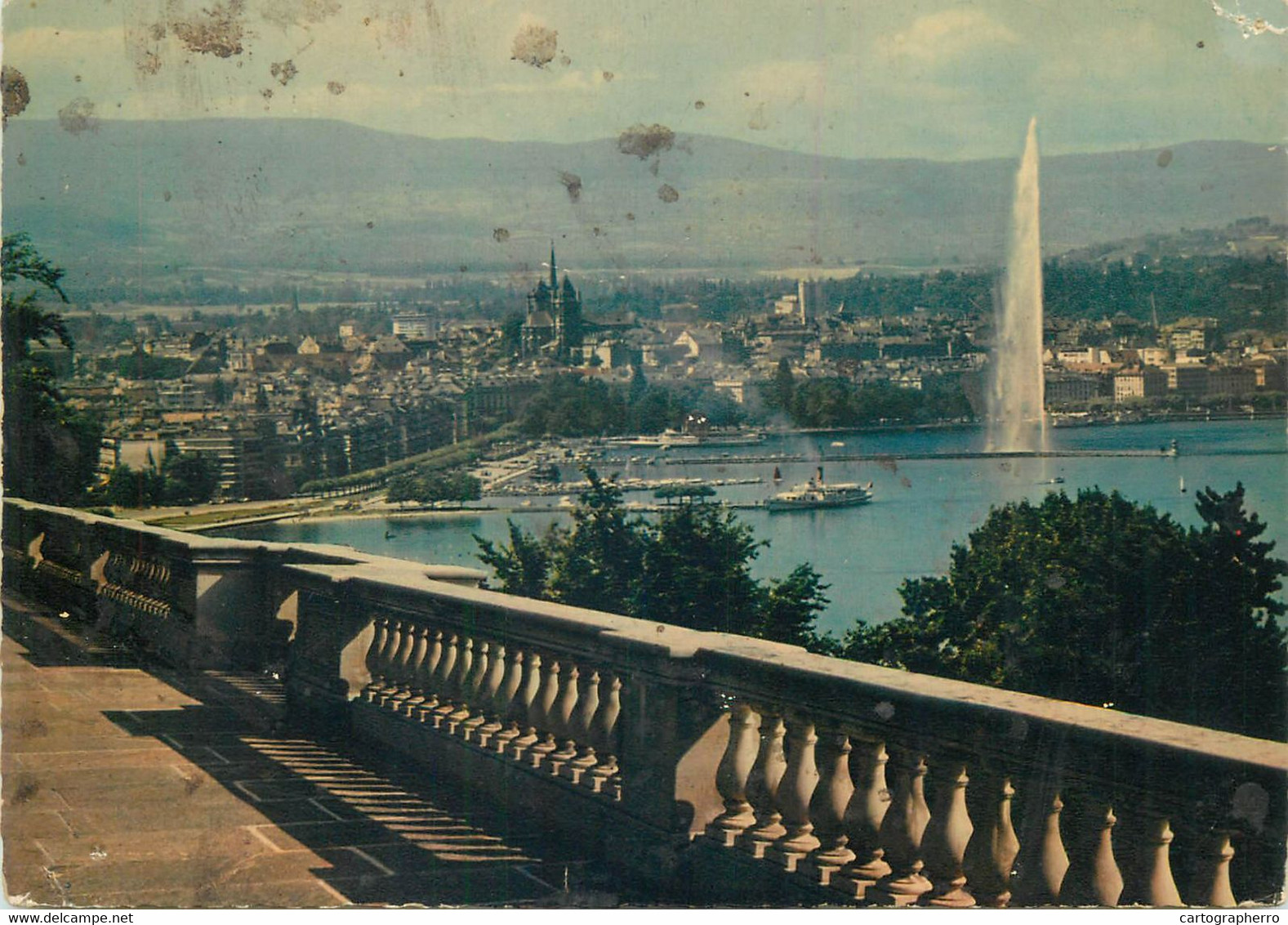 Postcard Switzerland Geneve La Rade Et La Ville Depuis Cologny - Cologny