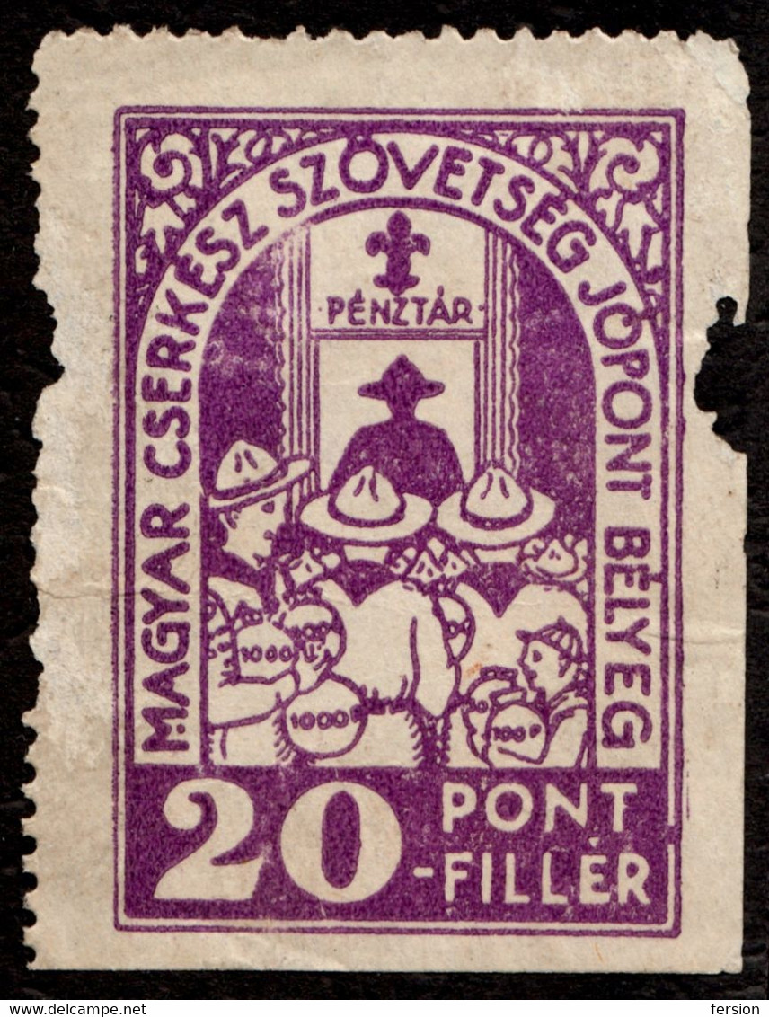 SCOUT SCOUTS - LABEL CINDERELLA VIGNETTE Coupon Voucher Point FILLÉR Money - 1930 Hungary - USED - Oblitérés