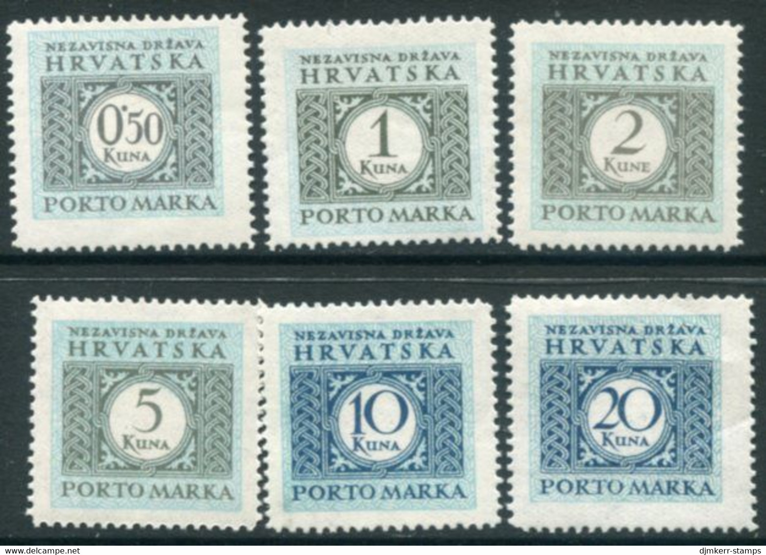 CROATIA 1942 Postage Due Perforated 11½ MNH / **.  Michel Porto 11-16A - Kroatië