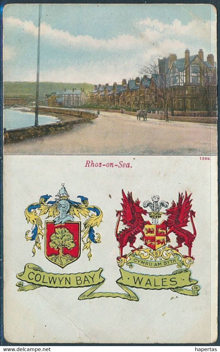 Wales, Colwyn Bay, Rhos-on-Sea / Coat Of Arms - Denbighshire